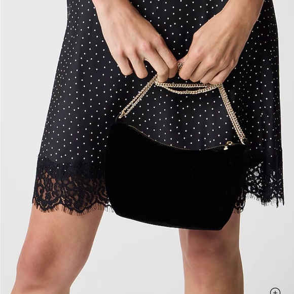 Black Mini Velvet Handbag with Gold Chain (JCrew Factory) - Picture 3 of 6